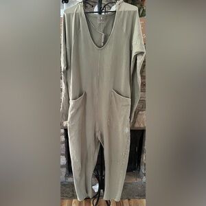 (NWT) Free People Movement Hooded Onesie Jumpsuit Sage Stone NWT Size L